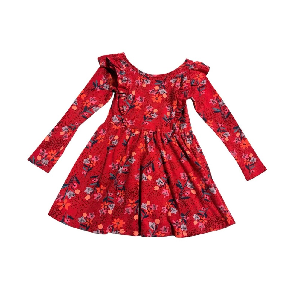 Tea Collection Girls Sz 3 Red‎ Floral Knit Dress